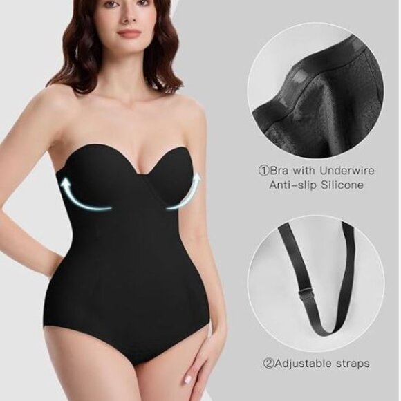 Decorus Women's Size M Seamless Strapless Shapewear Bodysuit Shapewear - Picture 5 of 11